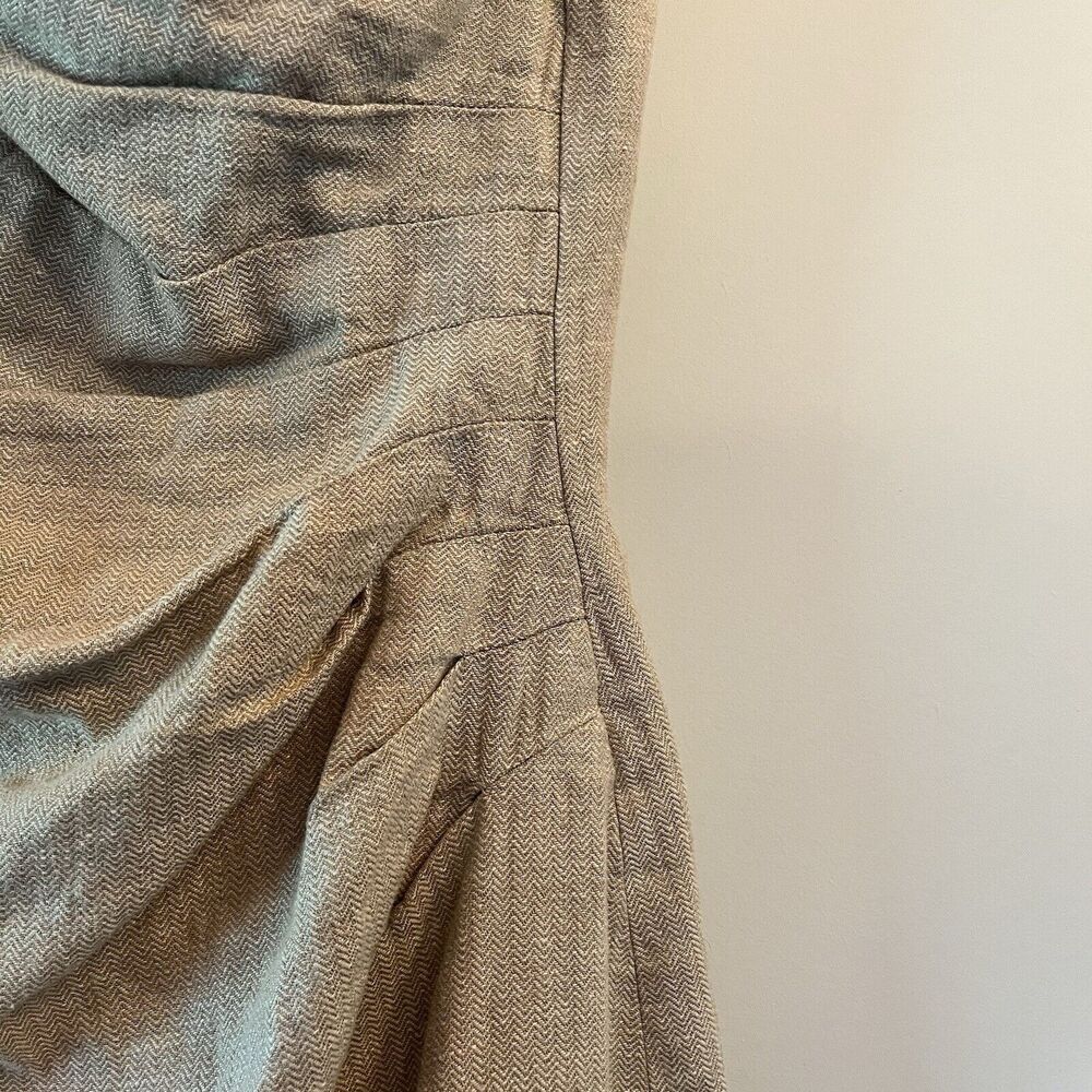 Lauren Ralph Lauren Dress Women’s Size 2 Beige Sleeveless Linen Sheath Ruched - Picture 6 of 10